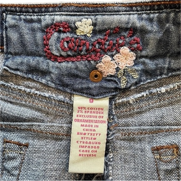 Candie’s Y2K Low Rise Distressed Denim Mini Skirt Juniors 9 Women’s Small - Picture 5 of 6